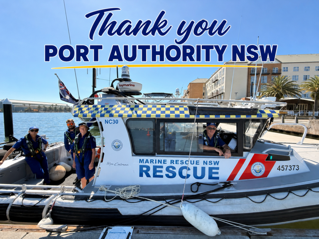 Newcastle 30 crew with a Thank You Port Authority NSW banner